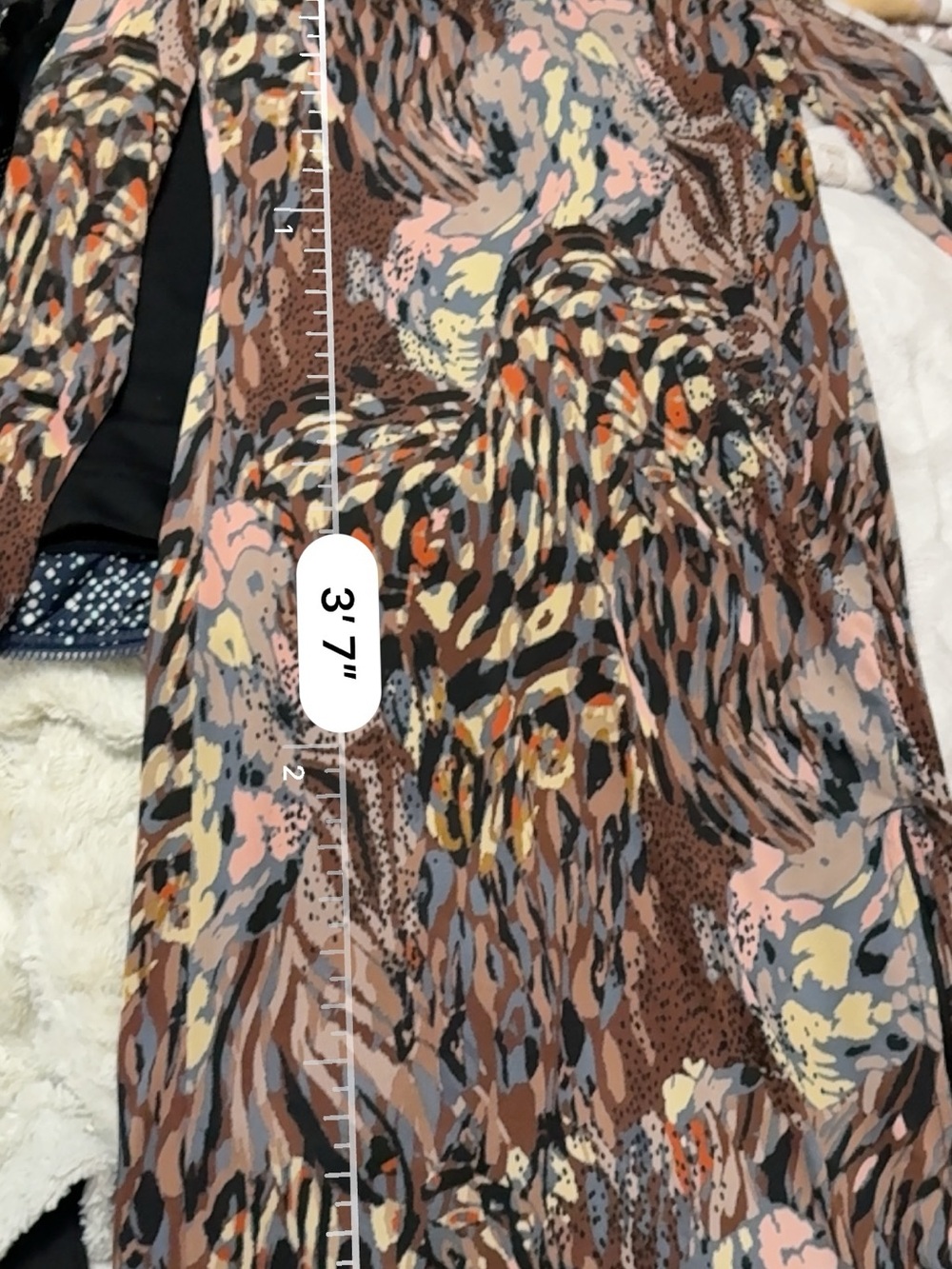 Long Sleeve Abstract Animal Print Midi Dress in Brown - Picture 9 of 9